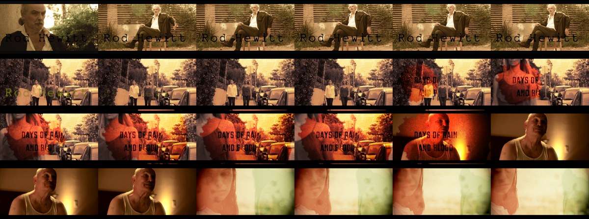 Contact sheet of frames from the Days of Rain and Blood book trailer shoot